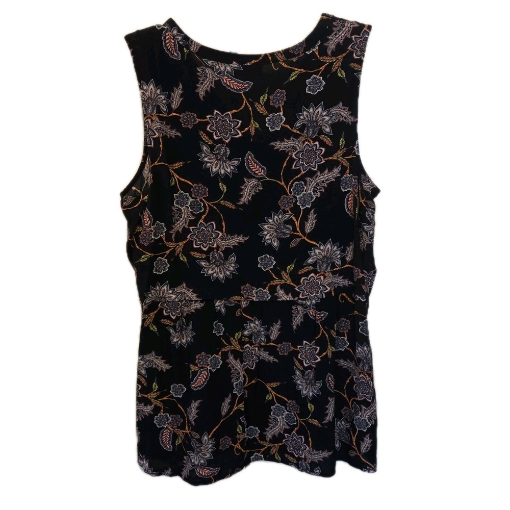 NWT J Jill Sleeveless Ladies Blouse Size L Petite Black Orange Crepe V Neck - Picture 9 of 12